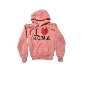 I ❤️ ROMA Italy Hoodie Pink Size XS 2014 Souvenir Sweatshirt Cozy Casual Street